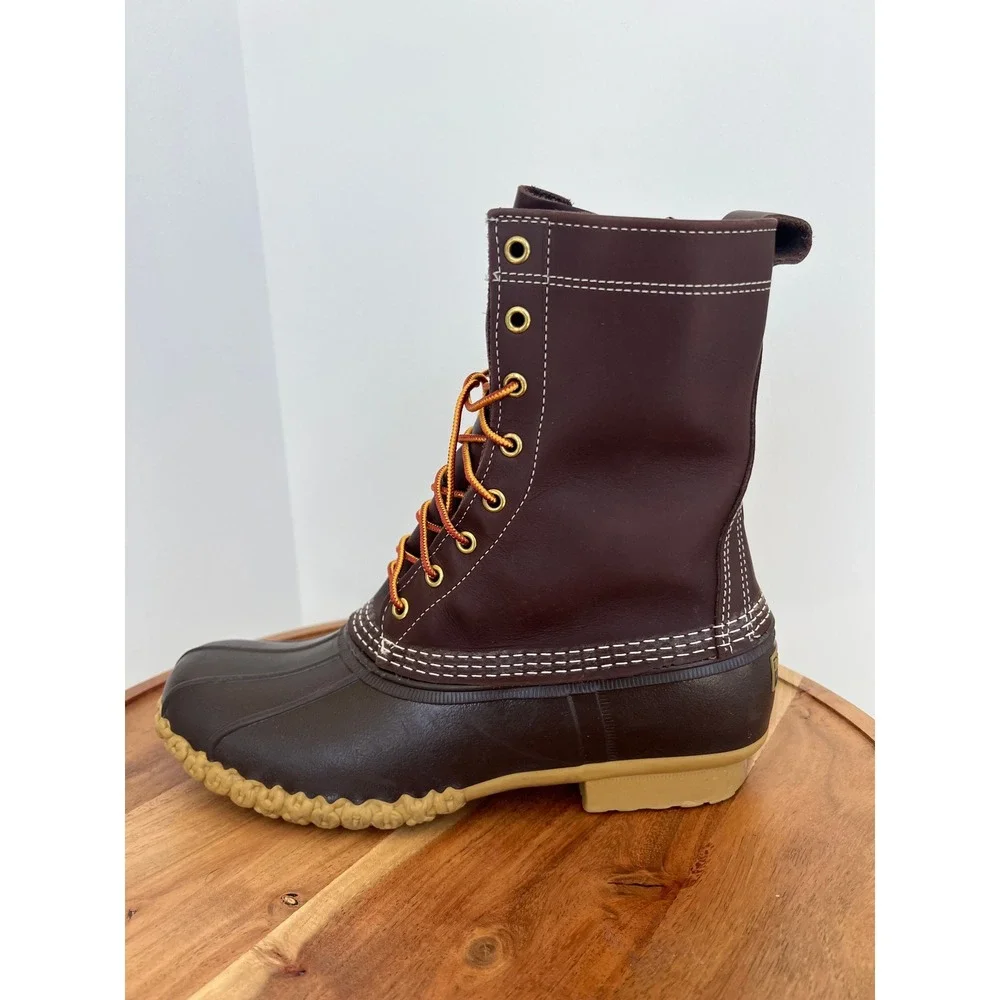 L.L. Bean Duck Boots Mens 10M‎ Brown Leather Waterproof Rain Snow Made in USA